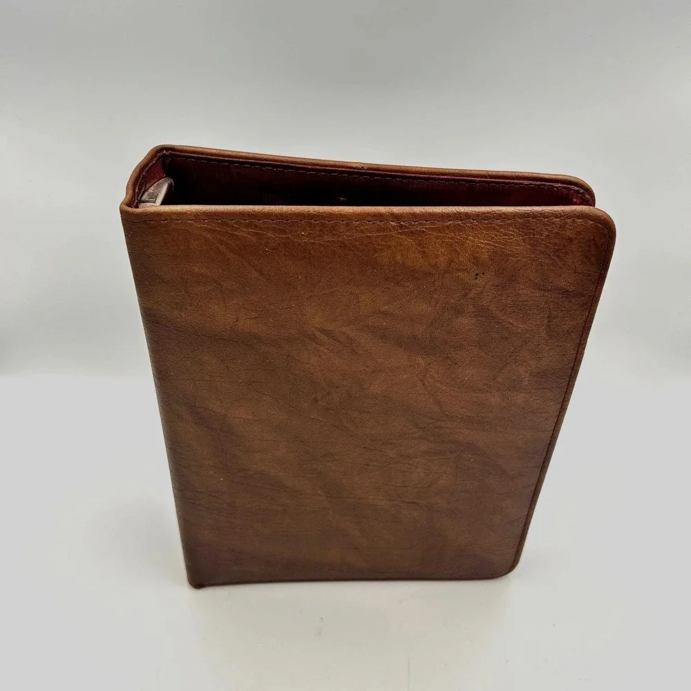 Vintage Day-Timer Executive 7 Ring Binder Antique Vinyl Organizer Brown Made USA